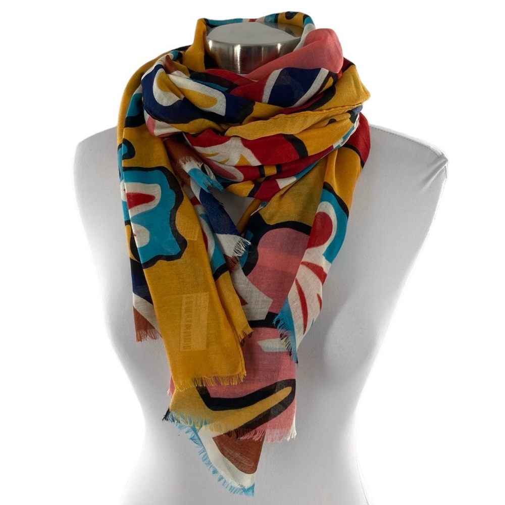 NWT Joy Susan Abstract 90's Print Spring Scarf 74 x 36